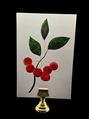 "5/$40" Reversible Set Of 2 Photo Cards 4x6 W/Gold Stand, Cherries/Botanical